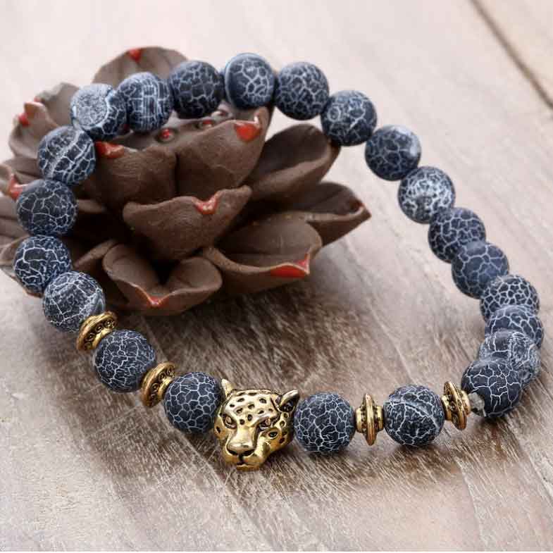 Pulsera con cuentas de cabeza de leopardo